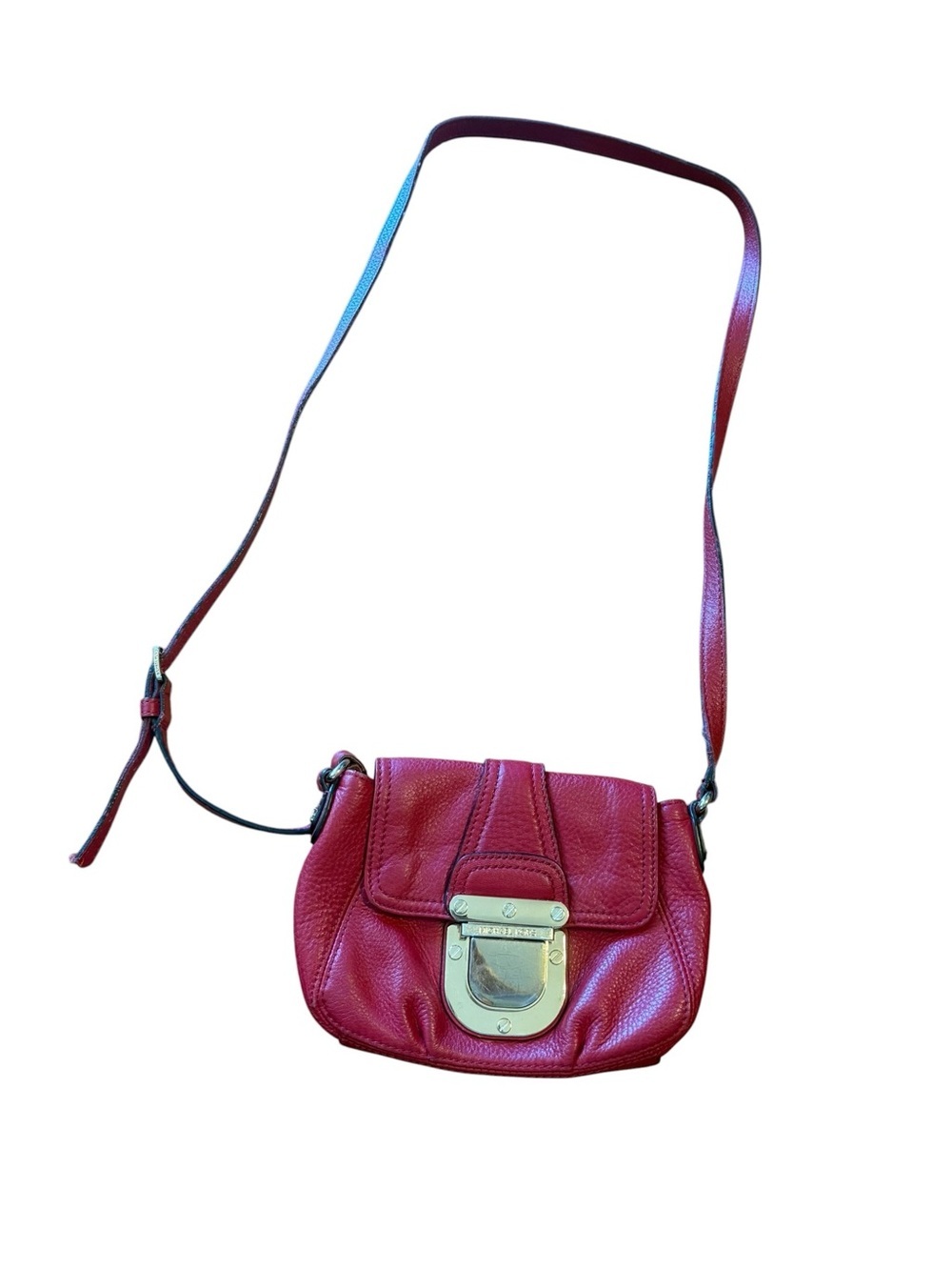 Michael KORS Crimson Leather Crossbody with Gold Push-Lock